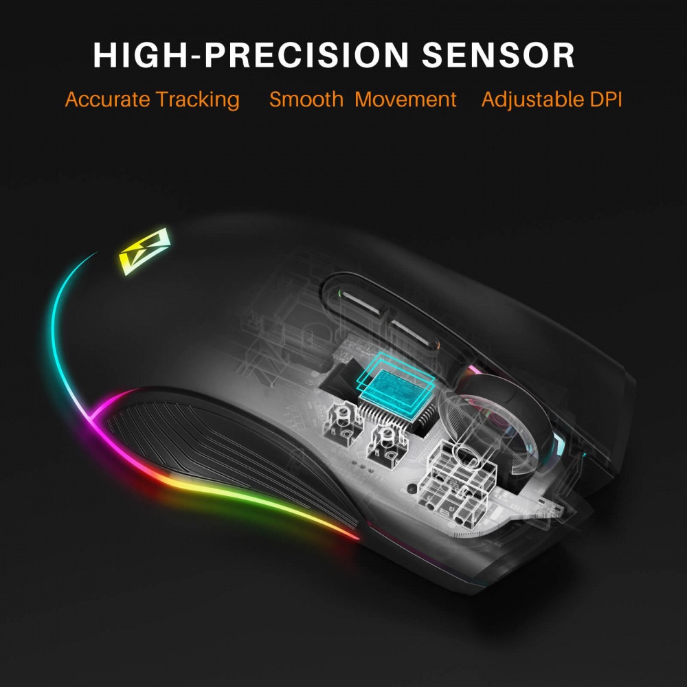 Combrite WGM-300 Rechargeable Wireless Gaming Mouse 2.4Ghz & Bluetooth ...